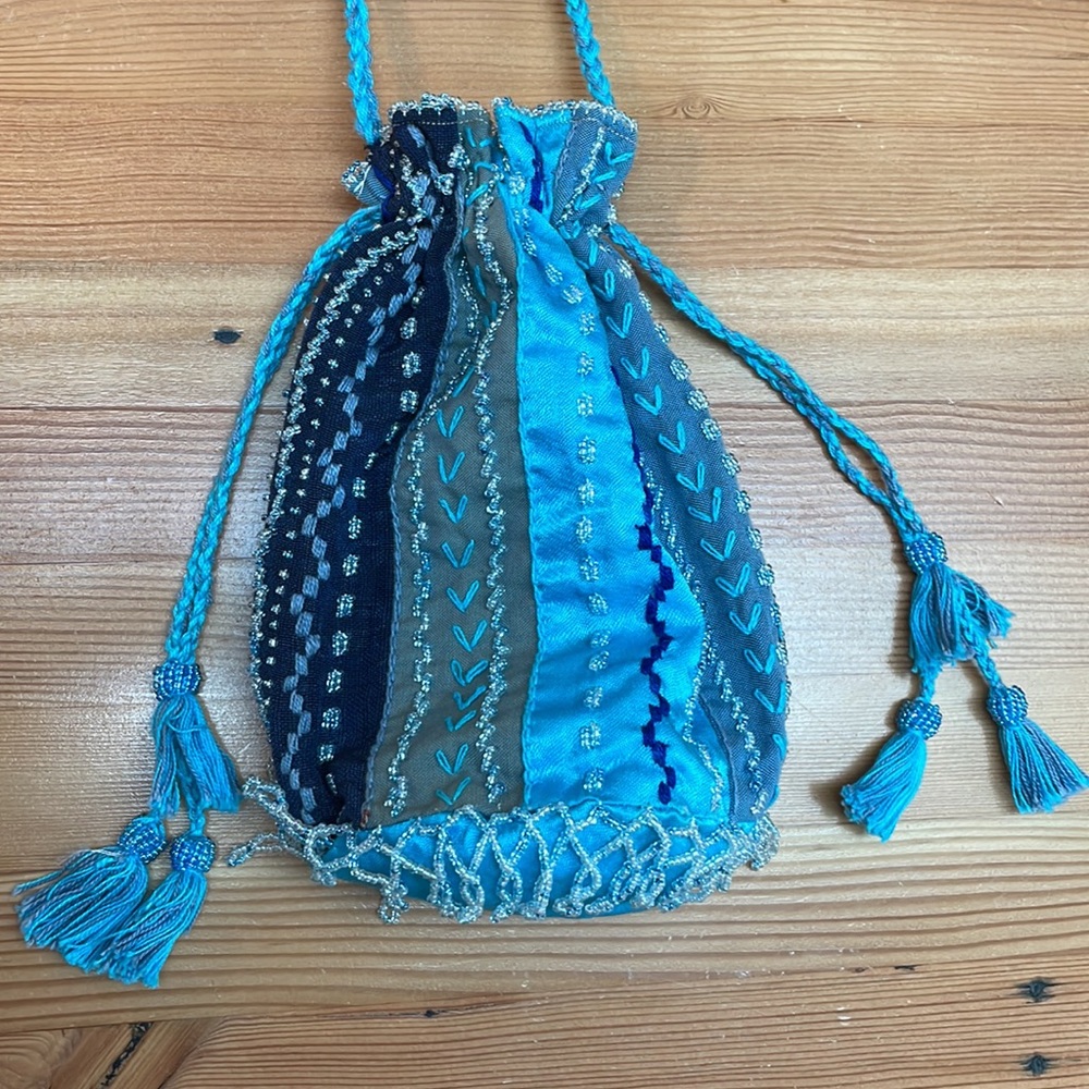 Beautiful turquoise and royal blue beaded bag purse
